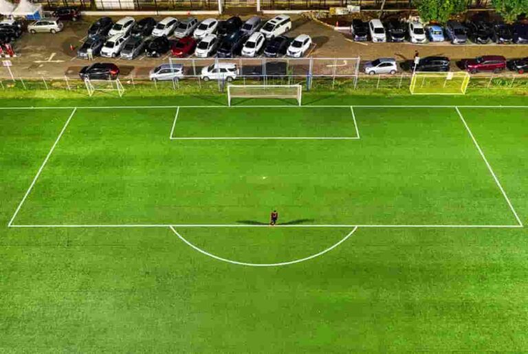 birds eye view of football pitch