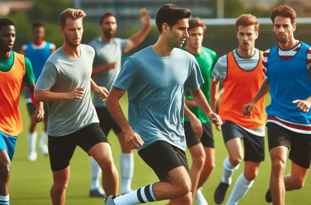 a football team in a training session